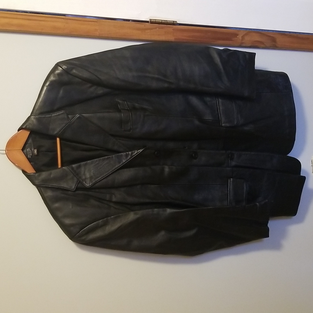Men's black leather coat J. Ferar size large